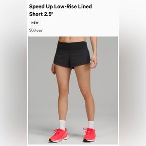 Lululemon speed up low rise short 2.5”
